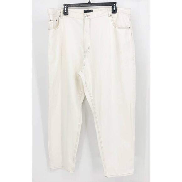 ASOS Womens Straight Keg Jeans US 20 Cream High Rise Denim Non Stretch Cotton - Picture 1 of 10